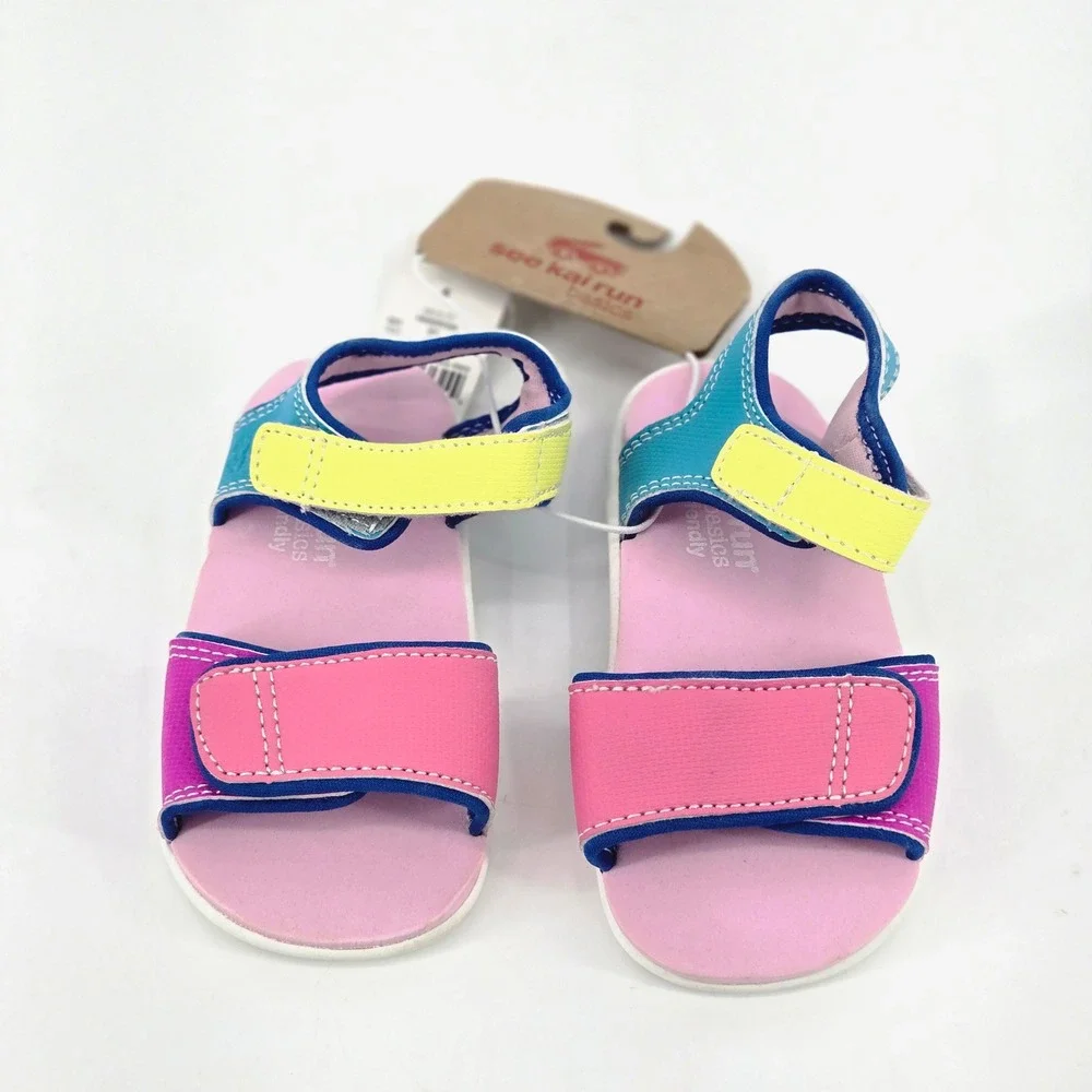 See Kai Run Basics Logan Multi Color Block Sandals Toddler Kids Size 6 NWT